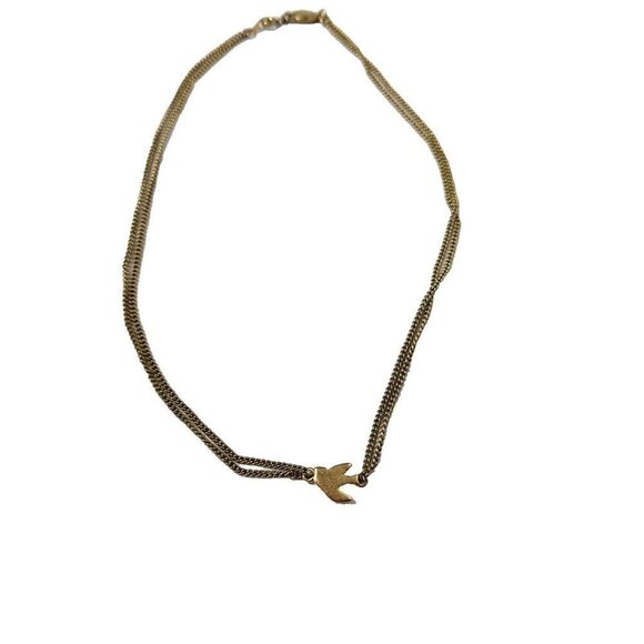 Marc by Marc Jacobs Bird Necklace Double Chain Gold Toned - Picture 1 of 6